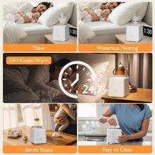 YunBaby Waterless Baby Bottle Shaker And Warmer For Breast Milk Formula Food, Fast Heat, Formula Mixer, Prevent Formula Lumps, One-Touch Easy Use, Night Light For Nighttime Breastfeeding, Newborn Essentials Supplies Gift For Mom - White - View 6