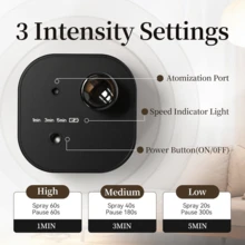 Portable Essential Oil Diffuser Mini Aroma Scent Machine For Home,Office,Bedroom-3Mist Modes,Battery Operated,Whisper Quiet,Waterless Design - Black - View 2