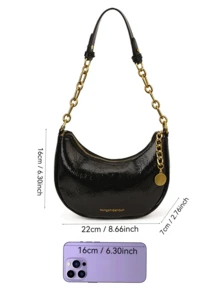 Fashionable Crescent Moon Underarm Bag For Women, Chain Shoulder Crossbody Bag, 2025 New Winter Collection - Multicolor - View 4