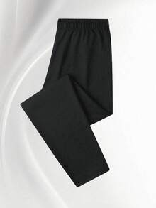 1条男士抽绳腰纯色运动裤长款休闲裤基础款 - 黑色 - 查看 6