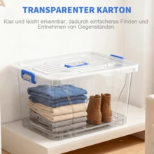 Lislark 1/2PC  6.5-26L Large Plastic Storage Boxes With Lids Wheel Handle Transparent Clear Large Home Office Toy Box Stackable Container Boxes, Small/Large Capacity, Mult-Isize - Transparent 35L - View 6