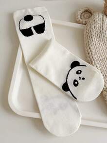 1/4 双卡通可爱动物和抽象趣味中筒袜，秋冬款