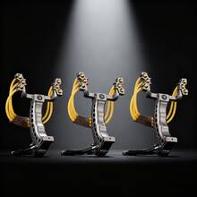 1. Silver Slingshot With An Ergonomic Grip Design, Ideal For Outdoor Adventures And Practice. Features A Wrist Rest, High-Speed Folding Mechanism, Built-In Compass, And Heavy-Duty Rubber Bands For Powerful Elasticity. Practical And Convenient. - 1pcs - View 9