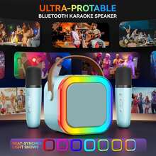 Concert Style Karaoke Mic With Colorful Light Show, Bluetooth Wireless Microphone For Kids & Teens, Voice Change Effects, Your Portable Stage For Singing Practice​ - Mint Blue - View 5