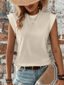 Women's Basic Round Neck T-Shirt, Fashionable Long Sleeve T-Shirt - 離開 - 查看 2