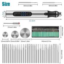 38pcs 5000-18000r/Min Adjustable-Speed Electric Engraving Tool Kit, Durable Metal & Plastic Material, Cordless USB-Rechargeable Engraving Pen Set; Sleek Silver & Black Practical Style, Ergonomic Pen Shape With 300mAh Battery, LED Battery Display, 38pcs Accessories (Bits/Sanders/Saws) & Multi-Speed Control Detail, Features Wood/Metal/Plastic Engraving, Sanding/Polishing/Etching Functions & Portable Design, All-In-One Electric Engraving Tool Kit; Perfect For DIY Craft Projects, Woodworking, Jewelry Etching, Hobby Making, Ideal For Year-Round Crafting Scenes & Great As A Gift For DIY Enthusiasts, Crafters On Christmas, Birthday Hobby Tool Upgrade Occasions - Silver Black - View 3