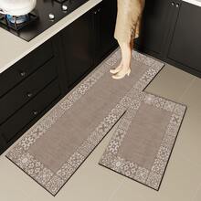 1 件亚麻色硅胶厨房地垫地毯，四季通用，防疲劳，柔软舒适，防滑防摔，吸水速干，易于清洁，耐磨，适用于厨房、餐厅、入口、洗衣房、走廊、浴室、书房等场所。 - 彩色 - 查看 2