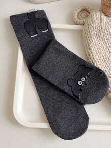 1/4 双卡通可爱动物和抽象趣味中筒袜，秋冬款