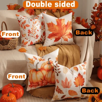 OR  Drations, Double Sided Plaid Throw Pillow Covers 20x20 Inches Set Of 4,  Tree, Snowes, Merry , Snowman Ndeer Winter Holiday Pillow  Sofa Couch