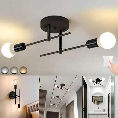 Lámpara De Techo Moderna Lámpara De Pared Decorativas Araña Moderna Lámpara De Techo Lámpara De Pared Para Baño Estructura Negro Lámpara De Techo Colgante Y Moderna Con 2 Luces Lámpara De Techo