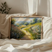 1幅复古莫奈风格花园帆布墙画，风景海报，是万圣节、单身派对和周年纪念的理想之选，复古风格，可选择带框或不带框，适用于房间装饰、家居装饰、大学宿舍公寓装饰，也是酒店、家庭、客厅、卧室、浴室和办公室墙面装饰的礼品。 - 彩色 - 查看 5