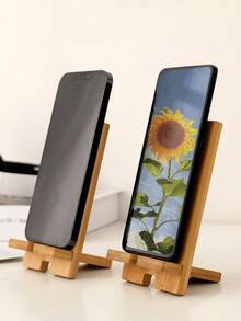 1pc Simple Bamboo Book Stand With Wooden Base-A Multifunctional Desk Organizer For Charging, Displaying, And Storing Tablets, Designed As A Student Study Stand And Office Desk Organizer. Features A Detachable And Adjustable Wooden Base With Decorative Elements. - Multicolor - View 1