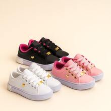Set Of 3 Girls' Sneakers - Comfortable And Practical, Colors That Charm, Sizes 25 To 36 | ADD TO CART - PTO/Pink + Pink + White/Glitter - View 2
