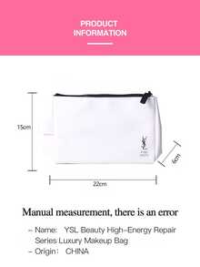YSL Beauty Makeup Bag | Luxury Cosmetic Pouch, Travel & Daily Use, Stylish Organizer With Compact Design - White - View 4