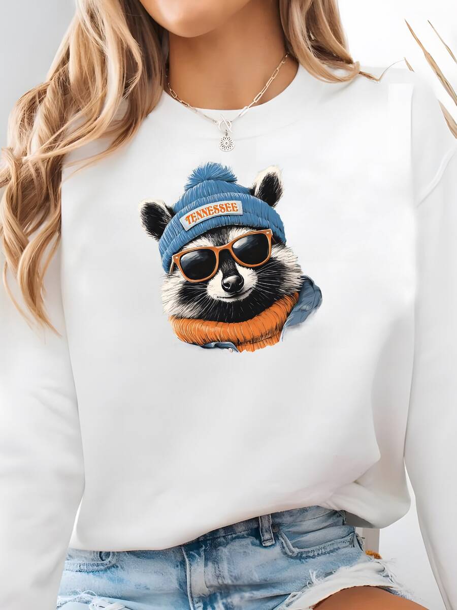 Tennessee Football Sweatshirt: Vintage Game Day Crewneck, Sublimated Design Sweatshirt - 白色 - 查看 1