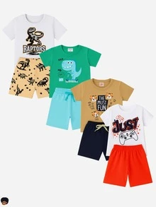 10-Piece Children's Clothing Set For Boys - 5 Assorted Outfits: 5 T-Shirts + 5 Shorts/Bermuda Shorts - 彩色 - 查看 4