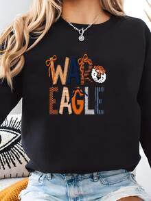 Youth War Eagle Shirt | Auburn Tiger  Tee, Gildan Long Sve, Or Sweatshirt Sweatshirt - 黑色 - 查看 1