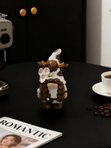 1PC Whimsical Cow - Themed Gnome Resin Decor Set This Pair Of Cute Gnomes Is Perfect For Coffee Bars, Living Rooms, Or Desks. Ideal For Adding A Playful, Charming Touch To Whimsical Home And Kitchen Decor - Multicolor - View 6
