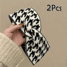 许多女士黑白千鸟格秋冬羊毛发带时尚新款十字宽边针织运动束发带发饰秋季头巾女头巾时尚头巾运动吸汗带秋季头带度假装女 - 彩色 - 查看 20