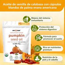 MVPCARE  6000mg Cápsulas De Aceite De Semilla De Calabaza,fórmula 2-en-1 Con Saw Palmetto Para El Crecimiento Del Cabello & Salud Del Cabellu Prensado En Frío,rico En Ácidos Grasos 150cápsulas - Otros - Ver 7