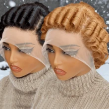 13x4 Lace Front Wig, Short Curly Human Hair Wig, Natural Soft Wigs For Women - Multicolor - View 4