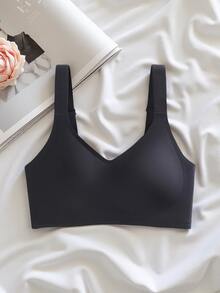 2pcs Minimalist Comfortable Sports Bras For Women, Wireless, Solid Color - Multicolor - View 4