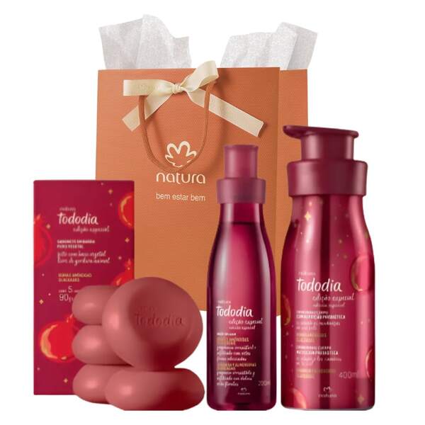 Kit Presente Romã e Amêndoas Glaceadas Tododia Creme Body Splash e Sabonete Natura