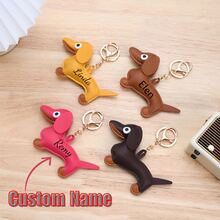 1pc Personalized Dachshund Keychain, Customized Name Bag Charm, Customized Leather Keyring & Bag Accessory, Handbag Pendant, Gift For Dog Lovers, Thanksgiving, Christmas, Birthday, Home Decor, Back To School, Anniversary, Bride, Father, Mother, Boy, Girl - Multicolor - View 8