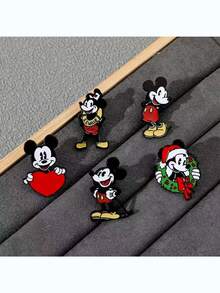 经典米奇复古初代金属徽章，粉丝必备收藏品，经典卡通人物胸针，日常通勤服饰配饰，馈赠亲友的精美礼物，多种款式可选，新年礼物，节日主题派对礼品，情人节礼物 - 彩色 - 查看 3