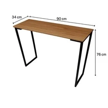 Buffet Table, Coffee Corner Style, Black Legs, Freijó Wood Top - Camel - View 5