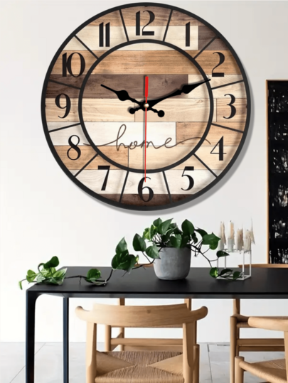 [1 Pc 10 12 Inch Wooden Clock]Silent Wand Klok Creative Interesting Great Home ation s, Battery Powered (AA Batteries Not Included) Room view 5