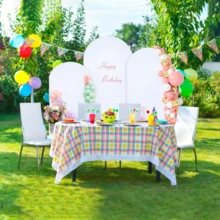 3Pack 7.2FT 6.6FT 6FT Metal Arch Backdrop Stand  Arch Covers For Party Decoration, Golden Wedding Arch Backdrop Stand And White Spandex Arch Backdrop Cover Set For Wedding Ceremony, Birthday Parties, Christmas, Halloween, New Year Decoration - 彩色 - 查看 3