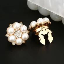 2颗水钻纽扣，女士衬衫DIY装饰，奢华花卉纽扣套装，可爱女孩连衣裙领口装饰，无缝胸针饰品礼品 - 彩色 - 查看 4