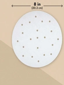 100片装不粘蒸笼垫，圆形烘焙纸，适用于糕点、面包、空气炸锅，一次性硅油烘焙纸，空气炸锅垫，空气炸锅纸