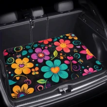 1pc Vibrant Floral Trunk Mat - Anti-Slip, Non-Slip Rubber Foot Pad For Car Interior, Available In Black With Colorful Petal Design, Ideal For Storage And Decor, Trunk Storage Solution|Decorative Trunk Mat|Durable Trunk Mat, Trunk Organizer - 1PC - View 8