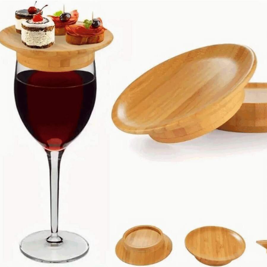 1pc/2pcs/3pcs Wooden Bamboo Dual-Use Bamboo Coasters & Bamboo Cup Lids, Prevent Spills & Debris, Suitable For Wine Glasses, Candles, Cooking Boards, Parties, Home, Office Or Gifts - Rustic Modern Tableware - Camel - View 1