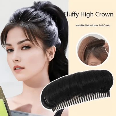 1pc Top Knot Maker, Handmade Bangs Full Head Cover Wig, Women Invisible Hair Clip, Wig Pad, Hair Styling Comb - High Temperature Fiber Synthetic Hair Styling Tool, Straight Hair Volumizer, Natural Hairstyle Accessory, Bun Cushion Pad, Hair Comb, Sponge Pad Attachment, Hair Comb, Suitable For Daily Hairstyle Grooming, Invisible Hair Clip, Suitable For Daily Wear Hair Clip, Exquisite Quality And Presence