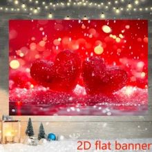 2D平面横幅情人节摄影背景 2月14日浪漫情人节场景红色爱心花卉婚礼派对照片背景 - 1個 - 查看 6