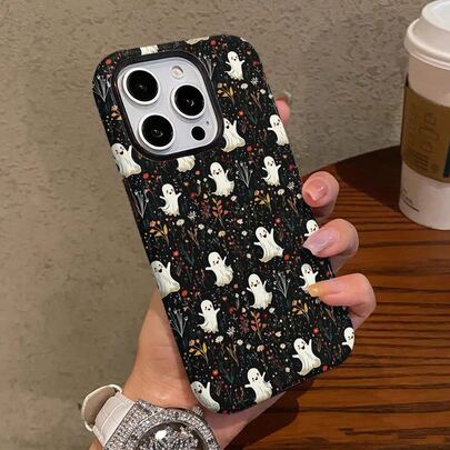 Fantasma adorável, Halloween, simples e fofo, capa protetora de dupla camada para iPhone 17, 17 Pro Max, 17 Pro, 17 Air, 16, 16 E, 16 Pro Max, 15, 15 Plus, 15 Pro Max, 15 Pro, 14, 14 Pro, 14 Pro Max, 14 Plus, 13, 13 Pro Max, 13 Pro, 11, 12, 12 Pro, 12 Pro Max XS, 8 Plus, 7 (brilhante)