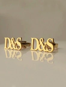 1 Pair Customized Groom Initial Cufflinks, Stainless Steel Simple Design, Personalized Jewelry, Wedding Gift, Engraved, Stainless Steel Material