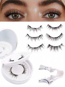 FindLove 2对装磁性假睫毛套装，自然浓密精致，带佩戴夹，单根睫毛，高品质可重复使用，专业磁性假睫毛套装 - 彩色 - 查看 13