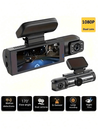 Dual Lens Dash Cam Night Vision, 1080P Front Embedded Cameras, Wide Angle Car DVR, 3.16" IPS Screen, 24 Hour Motion Sensor Parking Mode, 32GB Memory Card Loop Recording Battery Capacity 150mAh view 8