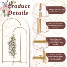 3Pack 7.2FT 6.6FT 6FT Metal Arch Backdrop Stand  Arch Covers For Party Decoration, Golden Wedding Arch Backdrop Stand And White Spandex Arch Backdrop Cover Set For Wedding Ceremony, Birthday Parties, Christmas, Halloween, New Year Decoration - 彩色 - 查看 7