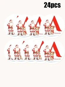 Autocollants de lettre personnalisés du Père Noël, étiquettes de cadeaux de Noël, autocollants pour sacs d'emballage de collations, texte personnalisable, autocollants de 4 cm, convient pour l'emballage de cadeaux de fête et la décoration de fête - Multicolore - Voir 8