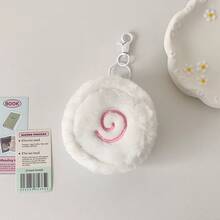 1pc Cartoon Japanese Style Fish Cake Plush Coin Purse, Student Pendant Earphone Case, Round Cake Shaped Pouch, Small Fish Cake Plush Cake Pouch, Student Bluetooth Earphone Storage Bag, Cute Highly Attractive Backpack Pendant - Multicolor - View 11