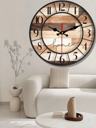 [1 Pc 10 12 Inch Wooden Clock]Silent Wand Klok Creative Interesting Great Home ation s, Battery Powered (AA Batteries Not Included) Room view 6