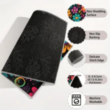 1pc Vibrant Floral Trunk Mat - Anti-Slip, Non-Slip Rubber Foot Pad For Car Interior, Available In Black With Colorful Petal Design, Ideal For Storage And Decor, Trunk Storage Solution|Decorative Trunk Mat|Durable Trunk Mat, Trunk Organizer - 1PC - View 4