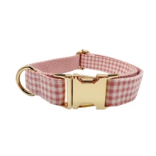2026新款热销柔软舒适双层手工格纹锌合金宠物项圈，可调节套入式狗项圈，适合小型、中型和大型犬，宠物项圈/狗项圈/狗颈圈，锌合金材质，易于扣合解开，高端个性化宠物项圈，适合婚礼、情人节、生日等场合（由于面料差异，可能存在轻微批次和颜色差异，随机发货） - 彩色 - 查看 10