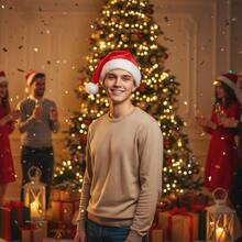 1 peça chapéu de Papai Noel preto de pelúcia grosso para festa de Natal e Halloween - lavar somente à mão, poliéster, sem penas, uso sem eletricidade