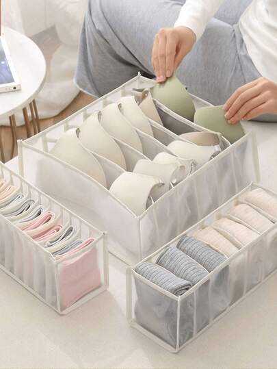 1pc Grid Drawer Organizer Box, Sock Drawer Divider Basket, For Ties, Belts, Space Saving Wardrobe, Closet, Bedroom, Home, Dorm Storage